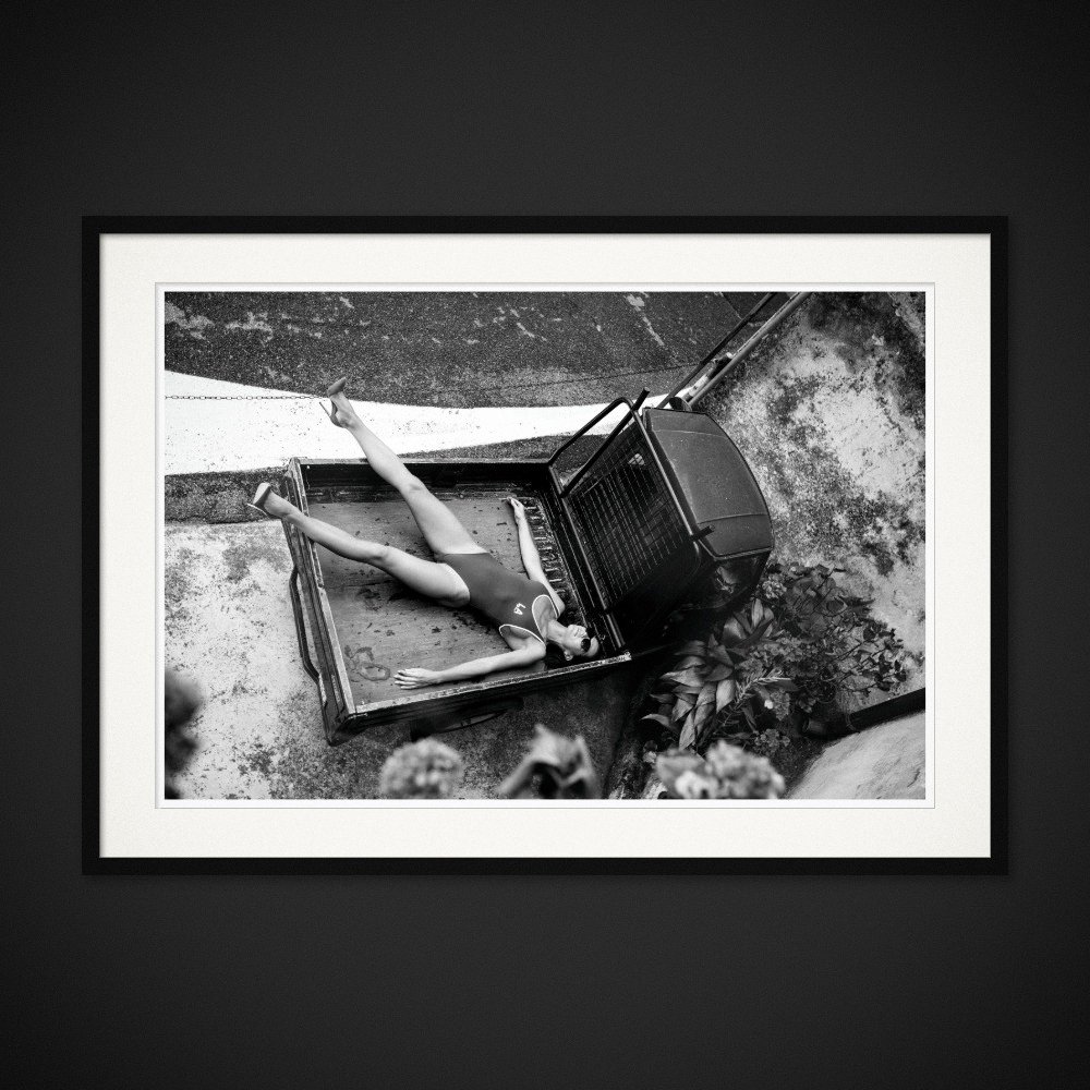 Performance Stage — A utility vehicle becomes a stage, seen from directly above. Framed edition by Albert Pocej.